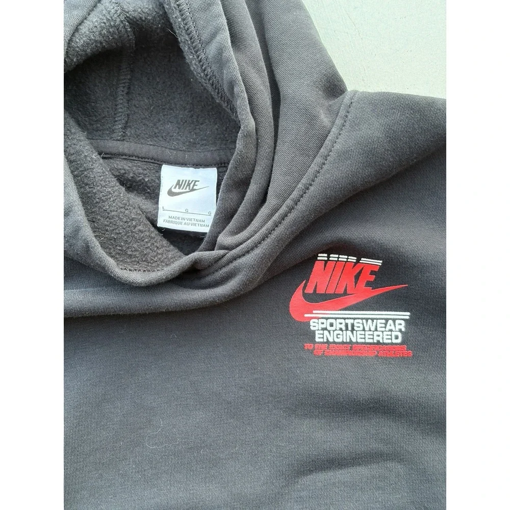 Kid's Nike Hoodie Black Swish Logo L Spell-Out Street Check Casual Street Sports